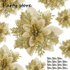 Silver Glitter Christmas Flowers Silver Xmas Tree Artifical Flower Ornaments Merry Christmas Decoration For Home Party New Year