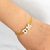 DOREMI Fat Bubble Slide Armband mit Initialen, voll mit Kristallbuchstaben, Damen-Namen, DIY-Schiebebuchstaben-Armbänder