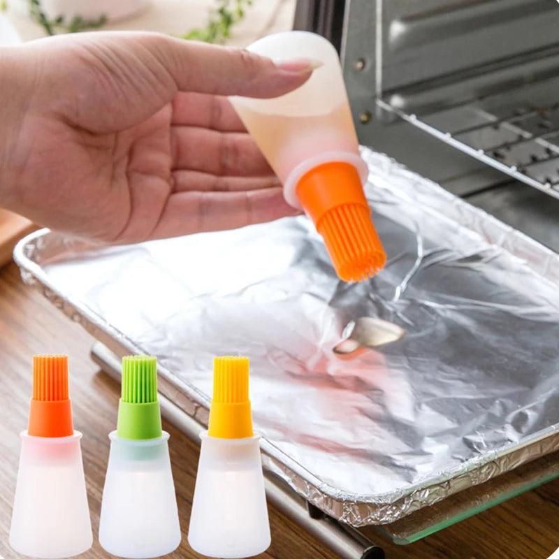 Kitchen Gadgets Barbecue Oil Brush Silicone BBQ Honey Oil Bottle With Brush Convenient Basting Cooking Tools Kitchen Accessories