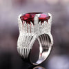Huitan Hyperbole Red Cubic Zirconia Women Rings for Party New 2023 Gorgeous Lady's Accessories Anniversary Gift Fashion Jewelry