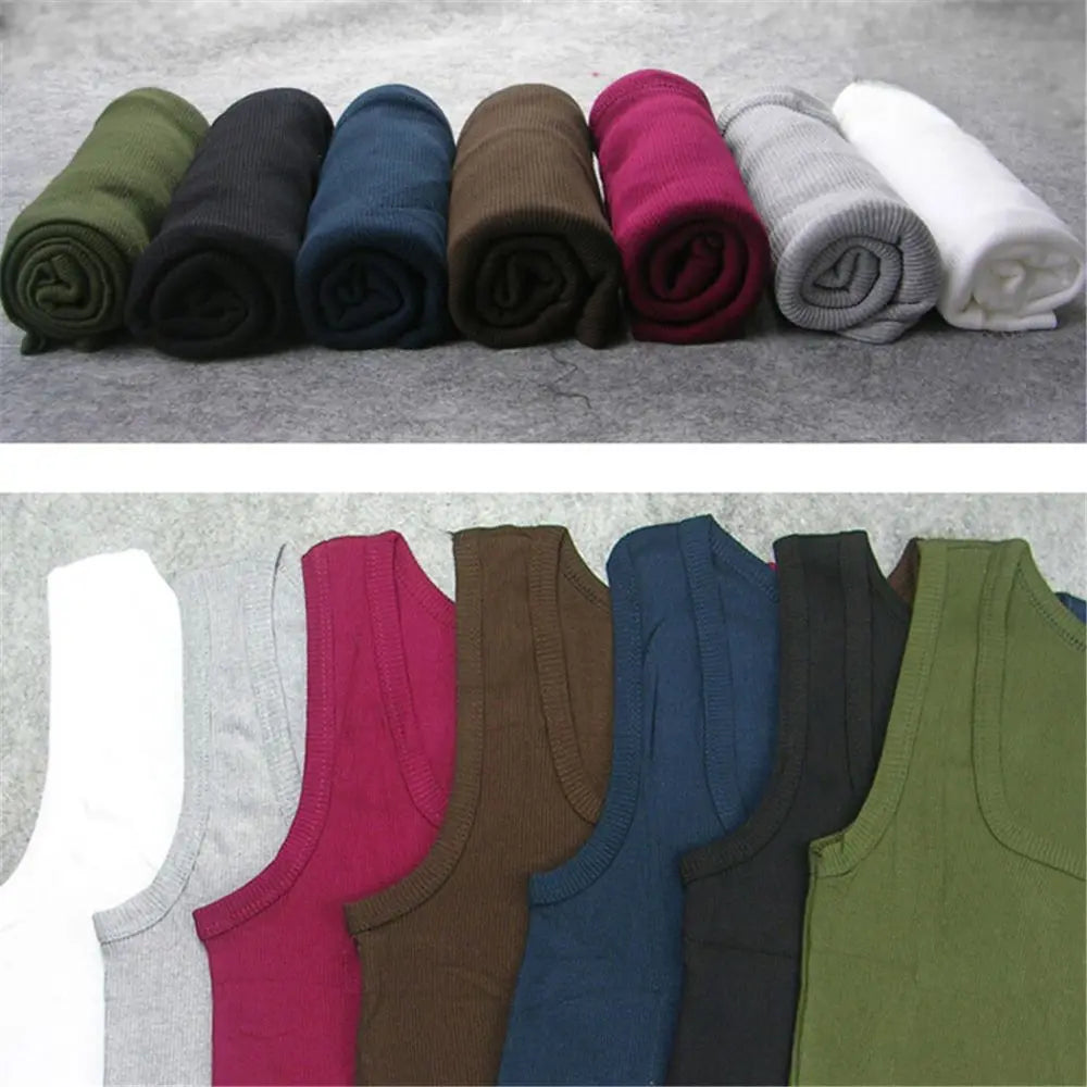 Hot Sale Men's Sleeveless Breathable Fitness Vest Basic Elastic Tank Top Men's Cotton Bodybuilding T-shirt Classic Color Clothes