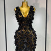 Women Luxury Pink Flowers Pearls Lace See Through Bodycon Mini Dress Birthday Photoshoot Evening Party Nightclub Stage Costume