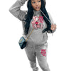 Women's Hoodies Sets Pants Suit 2 Piece Outfits 2025 New Letter Print Bear Aesthetics Sweatshirt and Sweatpants Womens Tracksuit