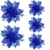 5 Stück 14,5 cm Glitzer künstliche Weihnachtsblumen fröhliche Weihnachtsbaumdekoration Neujahrsornamente gefälschte Blumen Weihnachten Natal