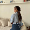 Gidyq Korean Bandage Shirt Women Fashion Backless Sexy Blouse Office Ladies Casual Slim Chic Turn Down Collar Long Sleeve Tops