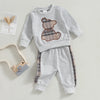 0-24M Baby Girls Autumn Clothes Newborn Toddler Long Sleeve Plaid Bear Pattern Tops Sweatshirt Pants Outfits Tracksuits