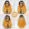 Latisha 13X6 HD Synthetische Spitzenfrontperücke lockig vorgezupfte Lace-Frontal-Perücke mit Pony für Damen, Highlights mit Babyhaar, 24 Zoll