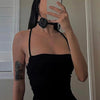 AltGoth Fairycore Sexy Midi Kleid Damen Streetwear Mall Gothic Rückenfrei Schnürung Neckholder High Waist Bodycon Kleid Partywear weiblich