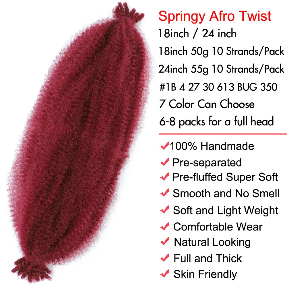 24 Zoll Kinky Afro Springy Braiding Crochet Hair 18 Zoll Marley Kinky Crochet Braids Hair Soft Afro Kinky Twist Crochet Braid Hair