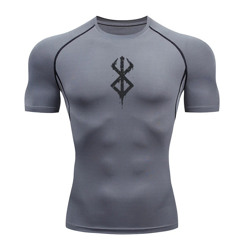 Anime Men's Compression Shirt Fitness Sport Running Tight Gym TShirts Athletic Workout Quick Dry Tops Tee Summer