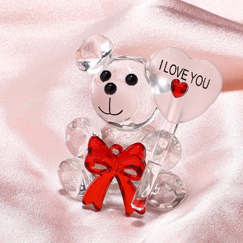 Valentinstag Geschenk Ich liebe dich Kristallbär Künstliche Rosenlehrer Muttertag Hochzeit Geburtstag Party Geschenke für Gäste