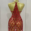 Sexy Sparkly Sequin Diamond Mesh Transparent Two Piece Set Women Celebrate Evening Party Birthday Dress Stage Photo Shoot Wear