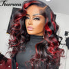 Pink Highlight Colored Lace Front Wig Synthetic Glueless Loose Wave Pre Plucked 13x4 HD Transparent Lace Frontal Wigs For Women