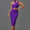 Bandage-Kleider für Damen 2022 Lila Bodycon-Kleid Abendparty Elegant Sexy Cut Out Midi Geburtstag Club Outfit Sommer Neu