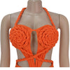 Beyprern Women's Cut-Out Ruched Maxi Dress Orange Sexy Halter Neck Backless High Slit Bandage Party Dresses Birthday Outfits