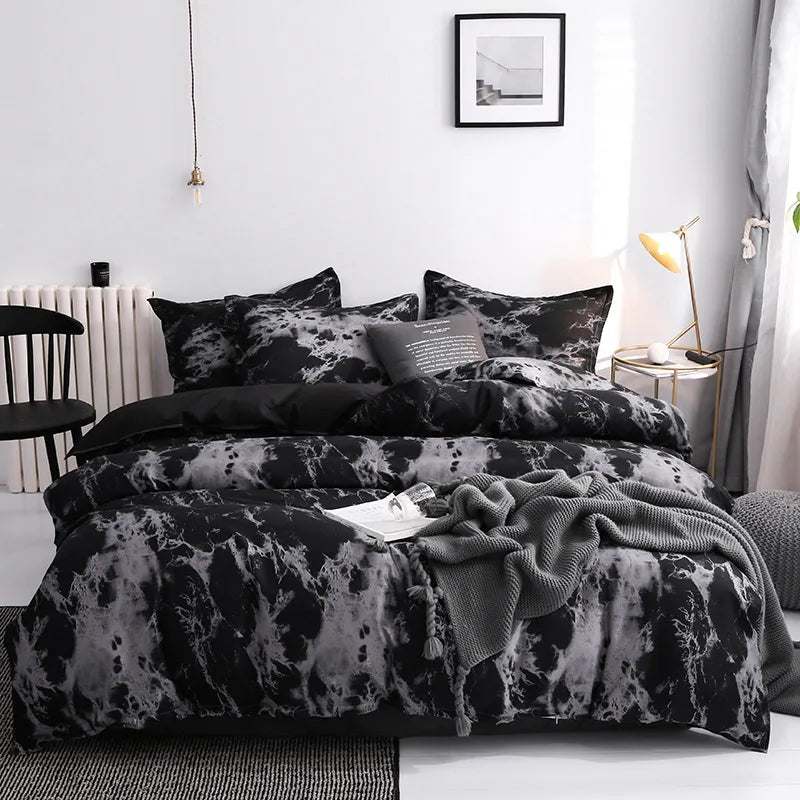 3tlg. Bettbezug-Set mit Kissenbezügen, Doppel-Bettwäsche-Set, Steppdeckenbezug Queen/King für Paar- oder Einzelbett