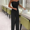 Damen Sexy Jumpsuit Brustwickel Frühling Sommer Mode Weiblich Elegant Weiß Empire Lässig Gerade Lange Jumpsuits