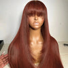 Light Brown Short Bob Layered Lace Front Wig With Bangs Straight Lace Frontal Wig 13x4 Glueless Synthetic Heat Resistant Cosplay