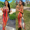 Spring/Summer Women's Colorful Tie Dye Print Off Shoulder Wrapped Chest Dress