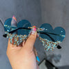 2023 Modedesigner Herz-Sonnenbrille Damen Retro Randlos Bling Persönlichkeit Sonnenbrille Party UV400 Brille lentes de sol mujer