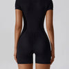 Summer Zipper Workout Jumpsuit Sports Overalls Women Gym Clothing Running Fitness Suits Gym Tracksuit Short Sportswear Yoga Set