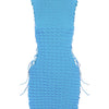 Kliou Stunning Stacked Mini Dress Women Sexy Solid Mock Neck Sleeveless Draw String Bodycon Party Clubwear Elegant Female Skirt