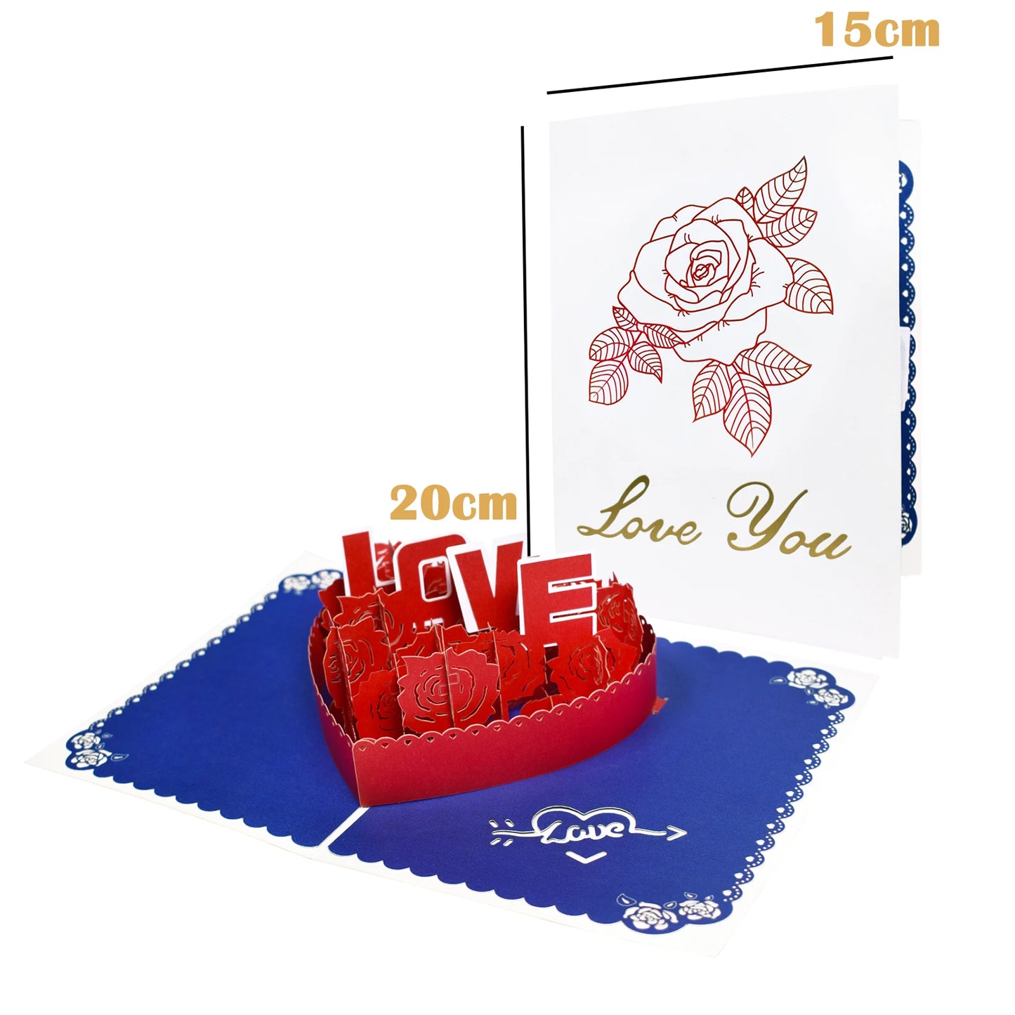Valentinstag Geschenk 3D Pop Up Karte Jahrestag Hochzeit Geburtstag für Ehefrau Ehemann Grußkarten mit Umschlag und Notizkarte