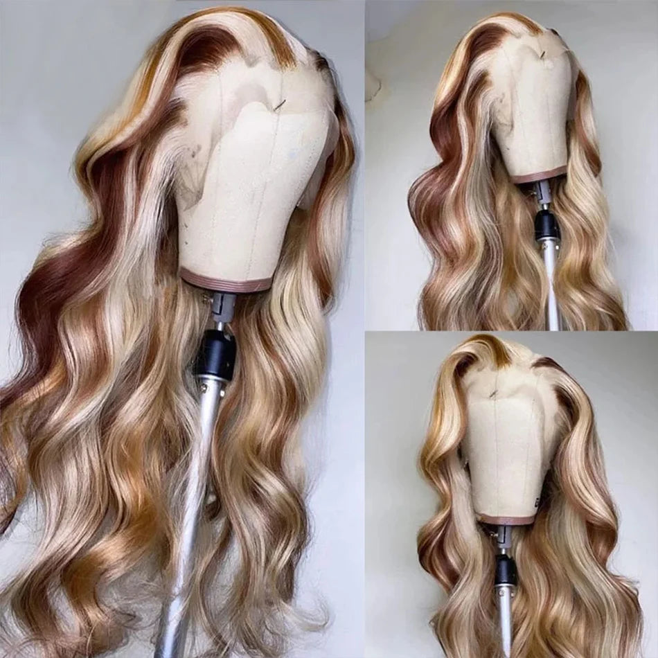 HD Ash Blonde Lace Front Wig 4/613 Highlight Wig 13x4 Colored Brazilian Human Hair Wigs Woman Body Wave 613 HD Lace Frontal Wig