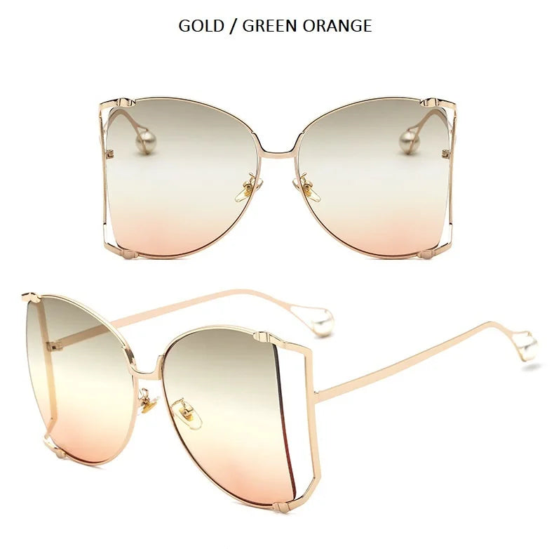 Fashion Model Ocean Gelb Quadratische Sonnenbrille Damen Luxusmarke Oversized Shades Perle Chic Sonnenbrille für Damen Herren Oculos