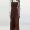 TARUXY Mode Trägerloses Kleid mit Band Frauen Elegantes Ärmelloses Mesh Strand Urlaub Langes Kleid Frühling 2025 Neues Damenkleid