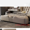 MINGDIBAO Luxuriöses, modernes Polsterbettgestell mit Goldakzenten, Designer-Bett aus echtem Leder, Schlafzimmermöbel in Queen-/King-Size