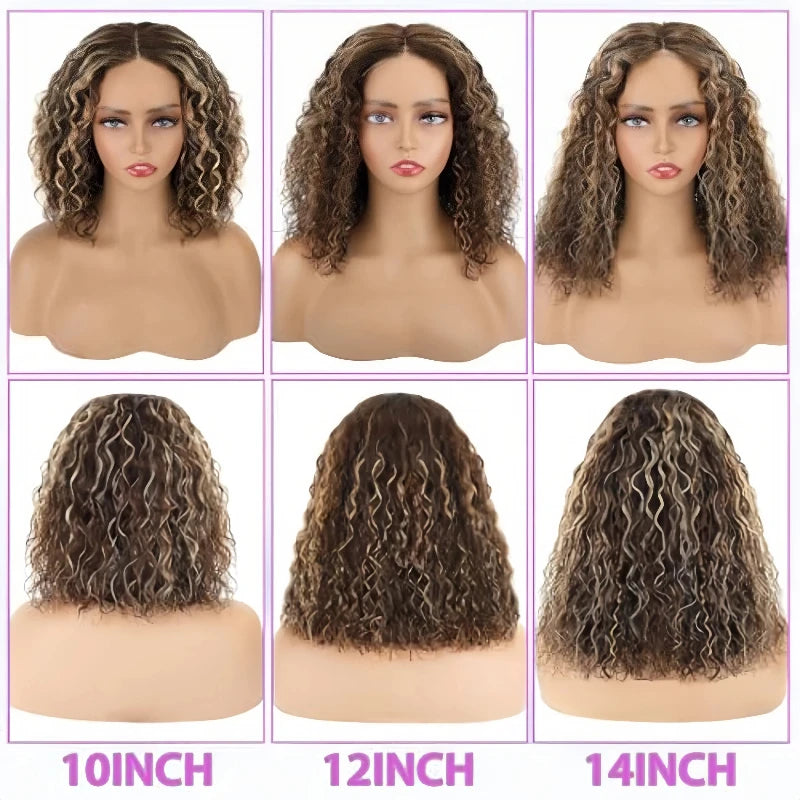 Deep Wave Bob Wig Human Hair Glueless Highlight 5x5 HD Lace Front 220% Density 4/27 Colored Ombre Wear and Go Human Hair Wigs