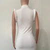 Joskaa Elegant Solid Stand Collar Sleeveless Bodycon Irregular Mini Dress for Women 2024 Summer Evening Birthday Party Clubwear