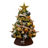 Desktop Mini Christmas Tree Golden Red Ball Flocking Tree With Led Lights Home Ornaments Christmas Decorations Holiday Festive