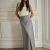 Wolfeel Freizeit Satin Damenrock Frühling Sommer Mode Locker Hoher Bund Maxi Röcke Elegant Einfacher Satin-Fischschwanzrock