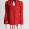 TWOTWINSTYLE Patchwork-Diamanten rückenfreier Blazer für Damen mit gekerbtem Kragen, langen Ärmeln, gespleißten Knöpfen, schickem Damen-Stil