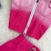Pink Gradient Jeans Skirts Set Girl Fashion Denim Sleeveless Camisole Vest Top Two-piece Set Mini Bodycon Strap Skirt Summer