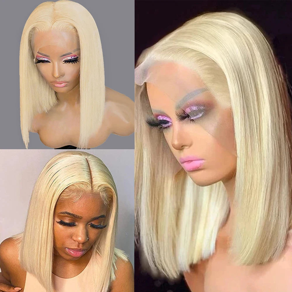 613 Bob Honigblonde Lace Front Echthaarperücken Für Frauen Echthaar Remy Brasilianisch Günstig 13x4 Glatte Kurze Bob Perücke 10 14 Zoll