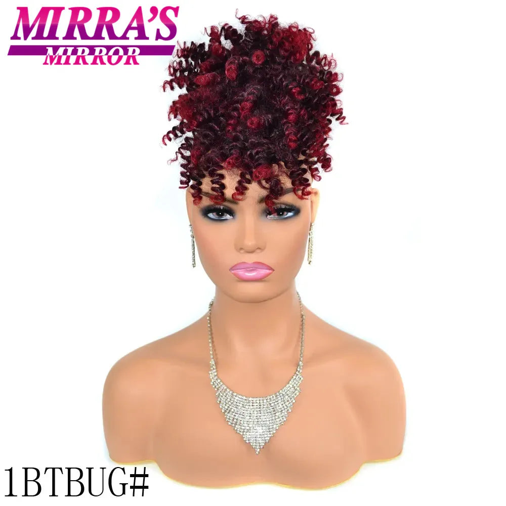 Synthetic Afro Puff Drawstring Ponytail Hair Bun 10 Inch Short Afro Kinkys Curly Afro Bun Extension Hairpieces Large Size
