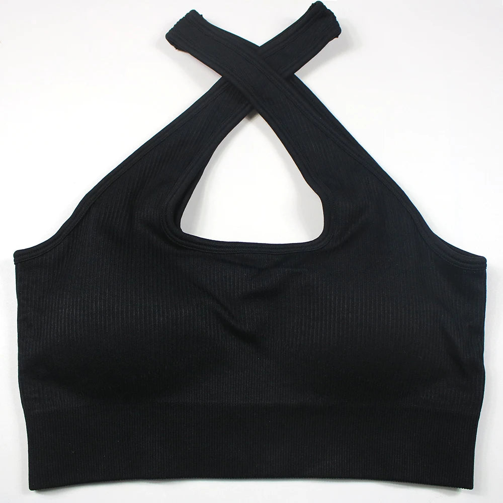 LANTECH Sports Bra Yoga Sportswear Joggings Running Top Training Women Fitness Gym Bra Seamless Workout Activewear Push Up