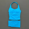 2 Pieces Sports Set Women Backless Halter Tops High Waist Seamless Hight Stretch Shorts Gym Suit Sportswear Workout Sets