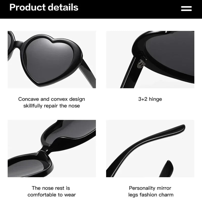 Neue herzförmige polarisierte Sonnenbrille für Damen, modisch, süß, Retro, Vintage, Verlaufs-Sonnenbrille, UV400-Schutz, Unisex-Brille