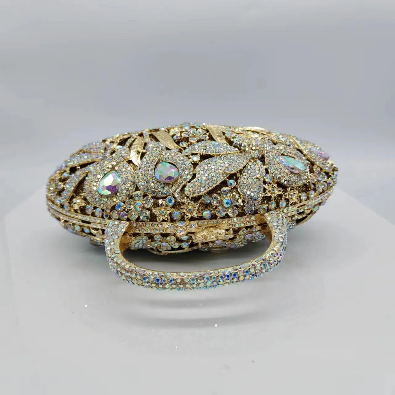 Blumenkorb Diamant-Abendtasche Metall Hohl Handgehalten Strass Damen Tasche Bankett Clutch Kristall Vintage Handtaschen