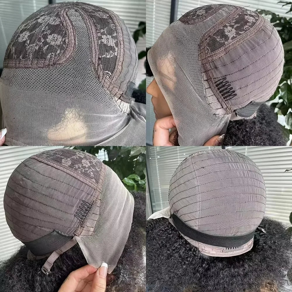 Afro Kinky Curly Transparent Lace Front Perücke Brasilianisches Remy Echthaar Lace Natürlicher Haaransatz 13X4X2 Afro Short Bob Echthaar Perücke