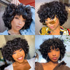 250% Bob Bouncy Lockige Echthaarperücken Loose Bouncy Rose Lockige Perücken mit Pony Brasilianisches Remy Haar Maschinenperücke für Frauen