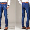Business Men's Jeans Casual Straight Stretch Fashion Classic Blue Black Work Denim Trousers Male Brand Clothing