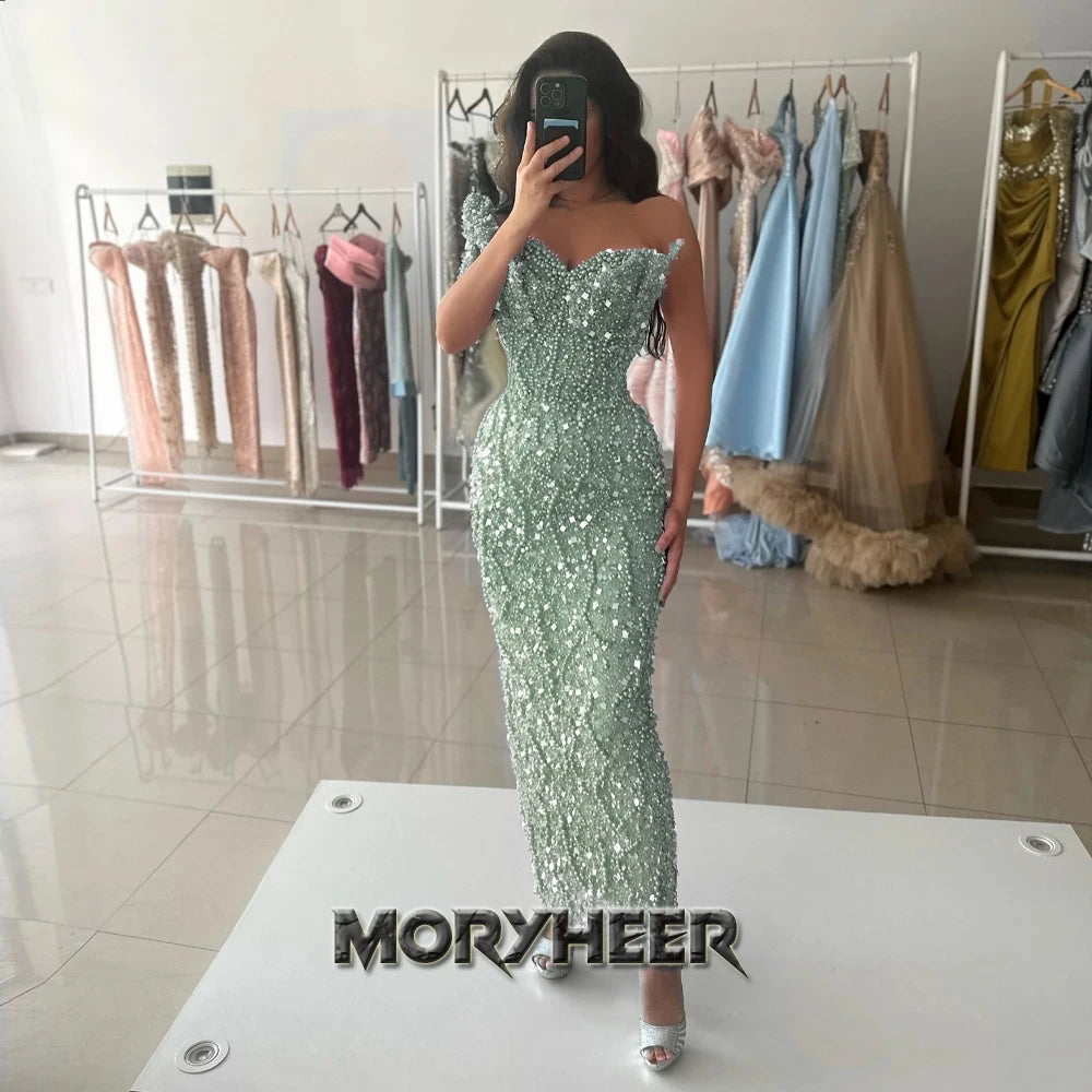 MORYHEER Exquisite Pearls Prom Dresses Sweetheart One-shoulder Mermaid Pageant Party Gown Vestidos De Gala Customized Plus Size