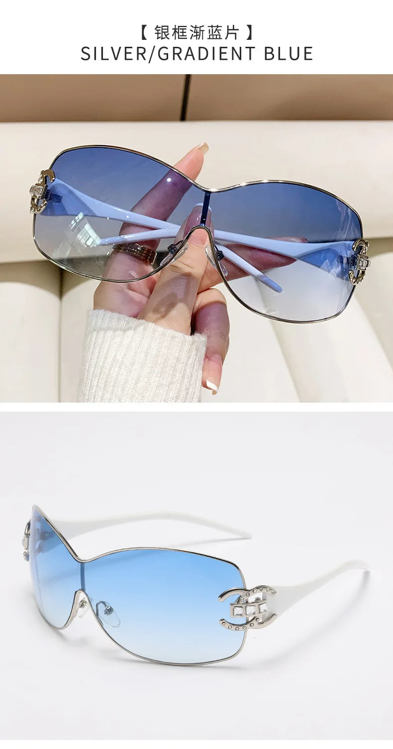 Neue Mode Y2K Sonnenbrille Damen Integrierte Surround Sonnenbrille Retro Designer Damen Brillen UV400 Oculos De Sol