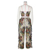 CM.YAYA Fashion Print Women's Set Strapless Top and Wide Leg tassel Pants Summer Cargo Street Two 2 Piece Set Outfit Tracksuit