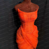 Strapless Orange Tulle Mini Length Bodycon Dress See Through Woman Clothes Custom Made Party Dresses Pretty Wedding Party Gown